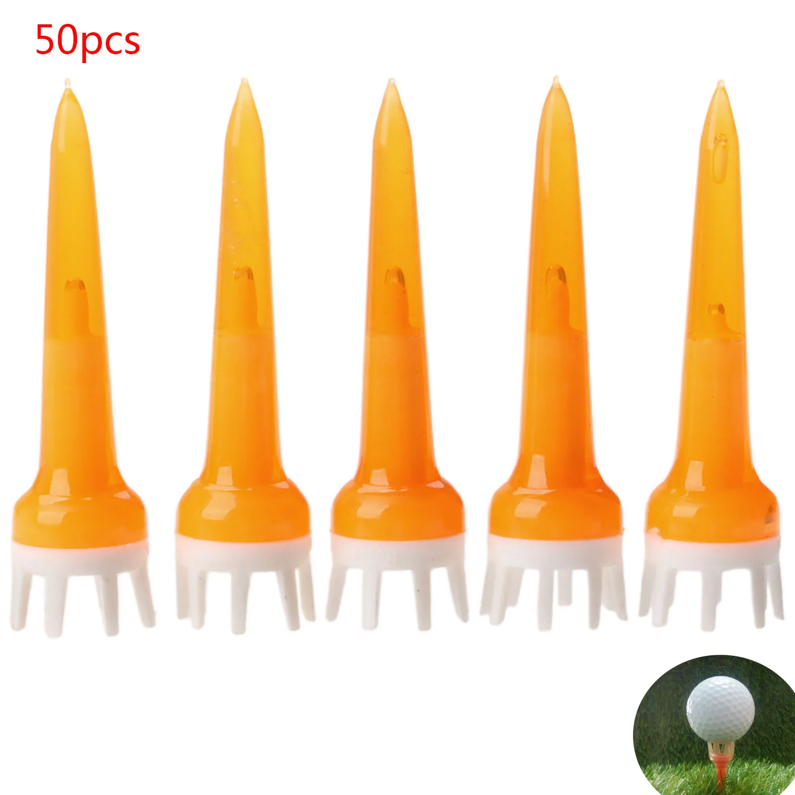 

50 Pcs Plastic Orange Golf Tee Crown Shape Booster Tees 50mm Friction Reduce Tee Golf Training Accessries Random Colors