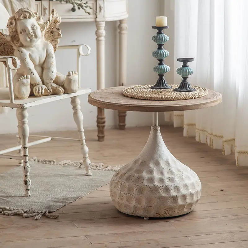 

Small American Retro Round Coffee Tables Cafe Living Room Coffee Table Decorative Roman Column Old Stoliki Kawowe Home Furniture