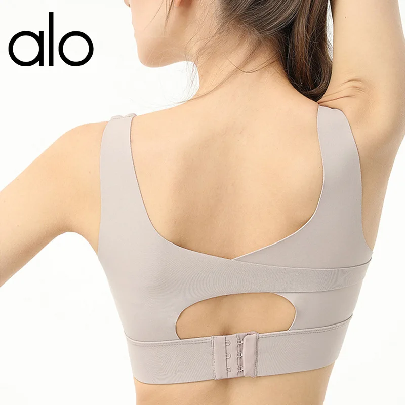 

Alo Yoga Women High Impact Sports Bra Crop Top Padded Adjustable Summer Fitness Nudes Braces Tank Active Wear Gym Clothing XL