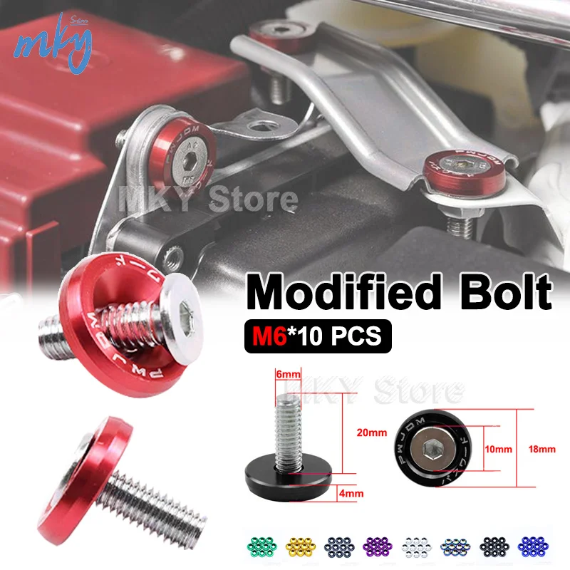 

Universal 6mm Car Modified Fasteners Fender Washer Bumper Engine Concave Screws Fender Washer License Plate Bolts Car styling