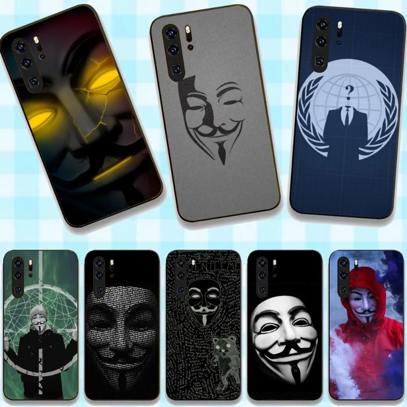 Забавный чехол для телефона с анонимным хакером Huawei P50 P40 P30 Pro Lite P Smart 2021 2019 Magic 3