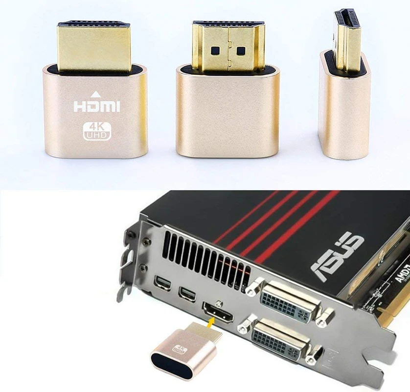 Адаптер Виртуального дисплея совместимый с HDMI 4K Fit Безголовый эмулятор порта