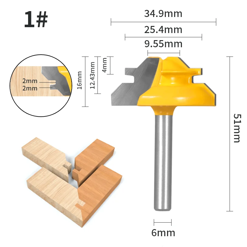 

Концевая фреза 45° Lock 6/6.35/8/12/12.7 мм для дерева