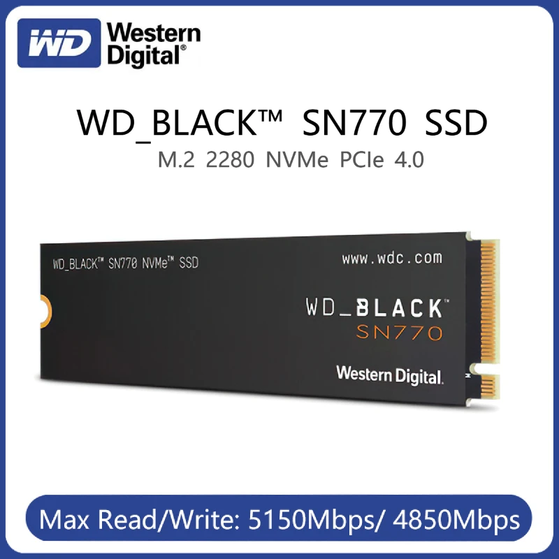 Western Digital WD BLACK SN770 NVMe SSD 2TB 1TB 500GB 250GB Internal Gaming Solid State Drive Gen4 PCIe M.2 2280 up to 5150 MB/s