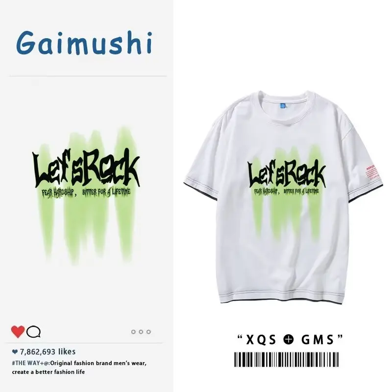 

Футболка мужская с принтом в стиле Харадзюку, модная тенниска с короткими рукавами и графическим принтом, 2023 хлопок, рубашка в Корейском стиле, лето 100%