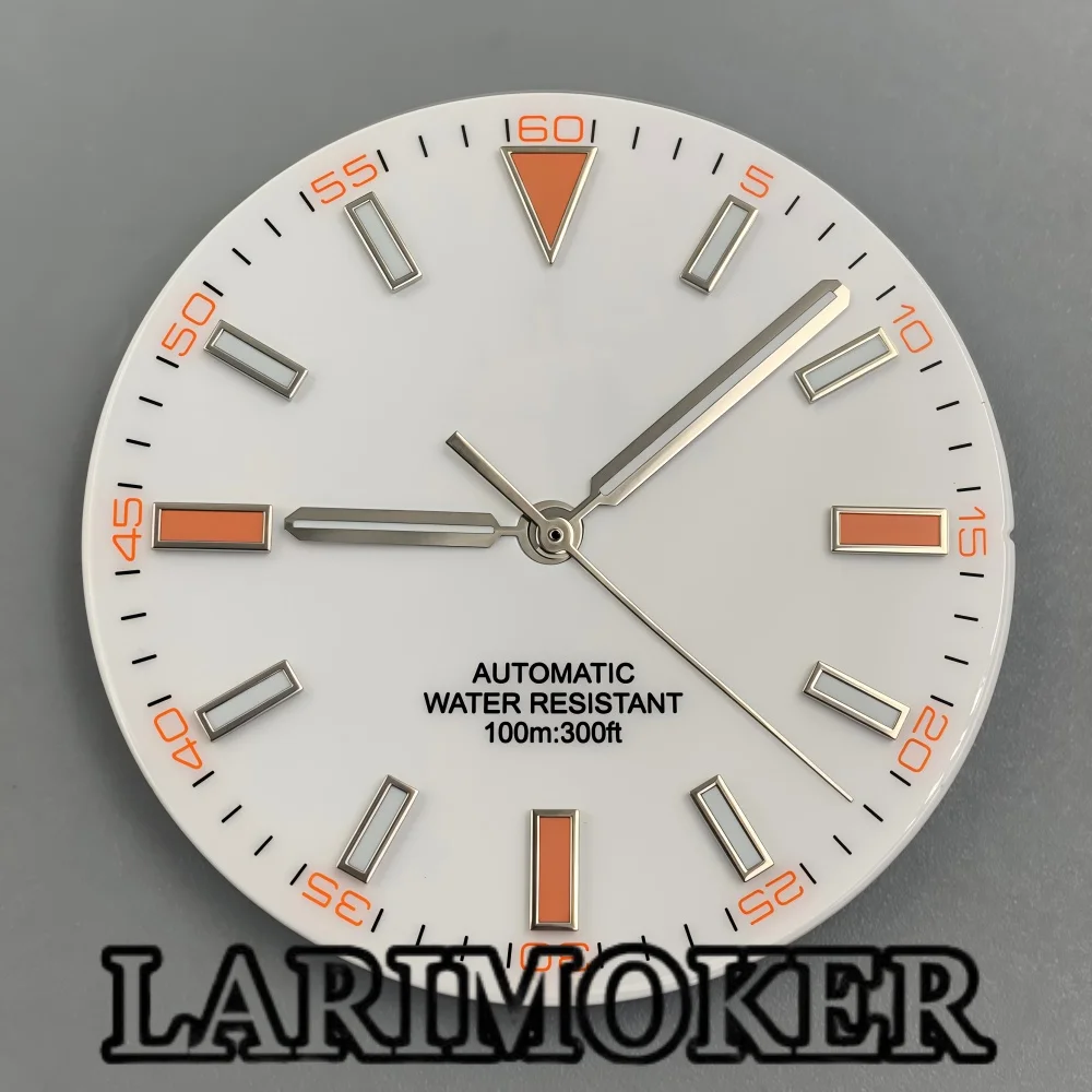 Фото Набор светящихся стрелок LARIMOKER 32 мм (белые, зеленые, синие) для циферблатов часов, универсальный, подходит для механизмов NH35, NH36, ETA, PT5000, запчасти для ремонта и модификации автоматических часов. №3