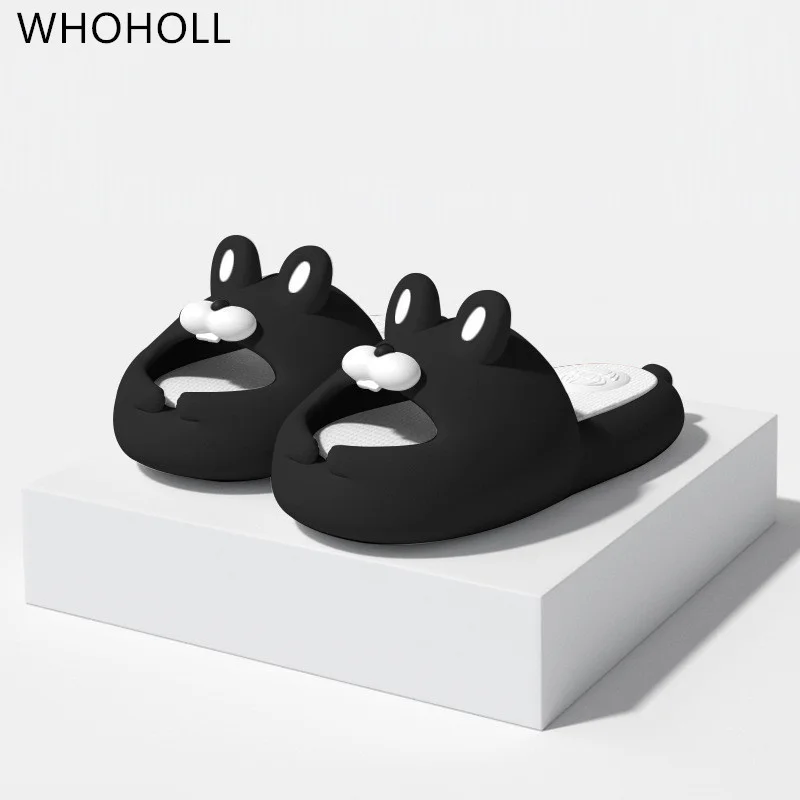 Cute cartoon Moji rabbit soft soled daddy shoes indoor non slip thick soled cool slippers summer home EVA slippers