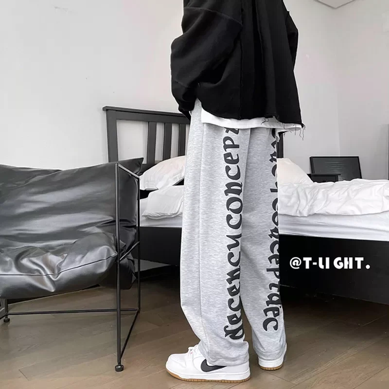 

NEW IN Colored Letter Printed Pants Men 2022 spring Harajuku Streetwear Men Loose Hip Hop Sweatpants Casual Ankle-banded Pants