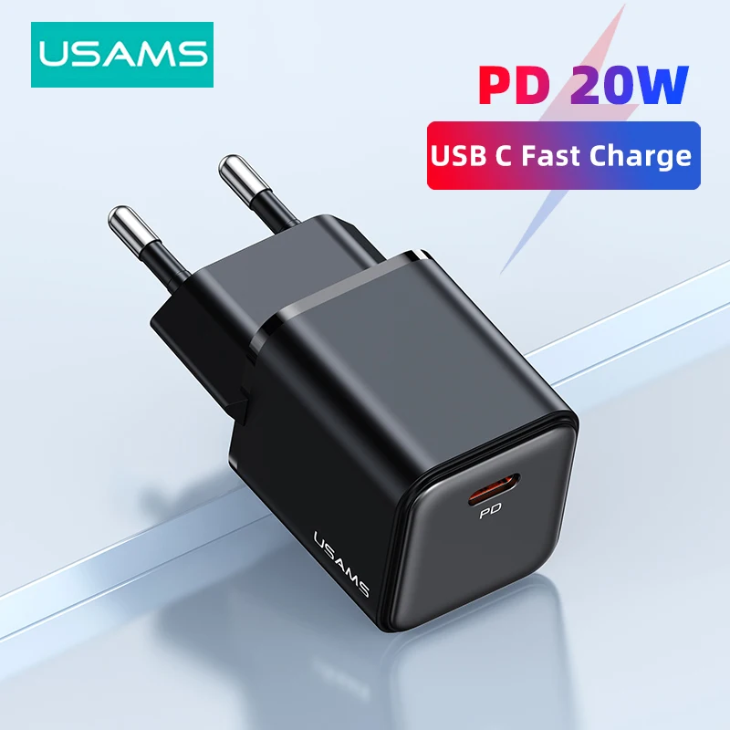 Зарядное устройство USAMS для быстрой зарядки 4,0 3,0 QC PD, 20 Вт, зарядное устройство QC4.0 QC3.0 USB Type-C для iPhone 14 13 12 8 Xiaomi, зарядное устройство PD для телефона