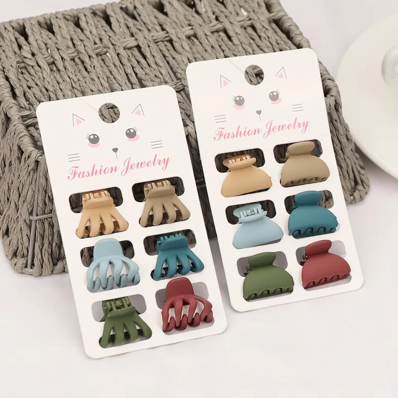 

6 Pcs/sets Frosted Small Gripping Clips for Women Girls Plastic Small Hair Crab Claw Barrettes Mini Hairpin Hair Accessories