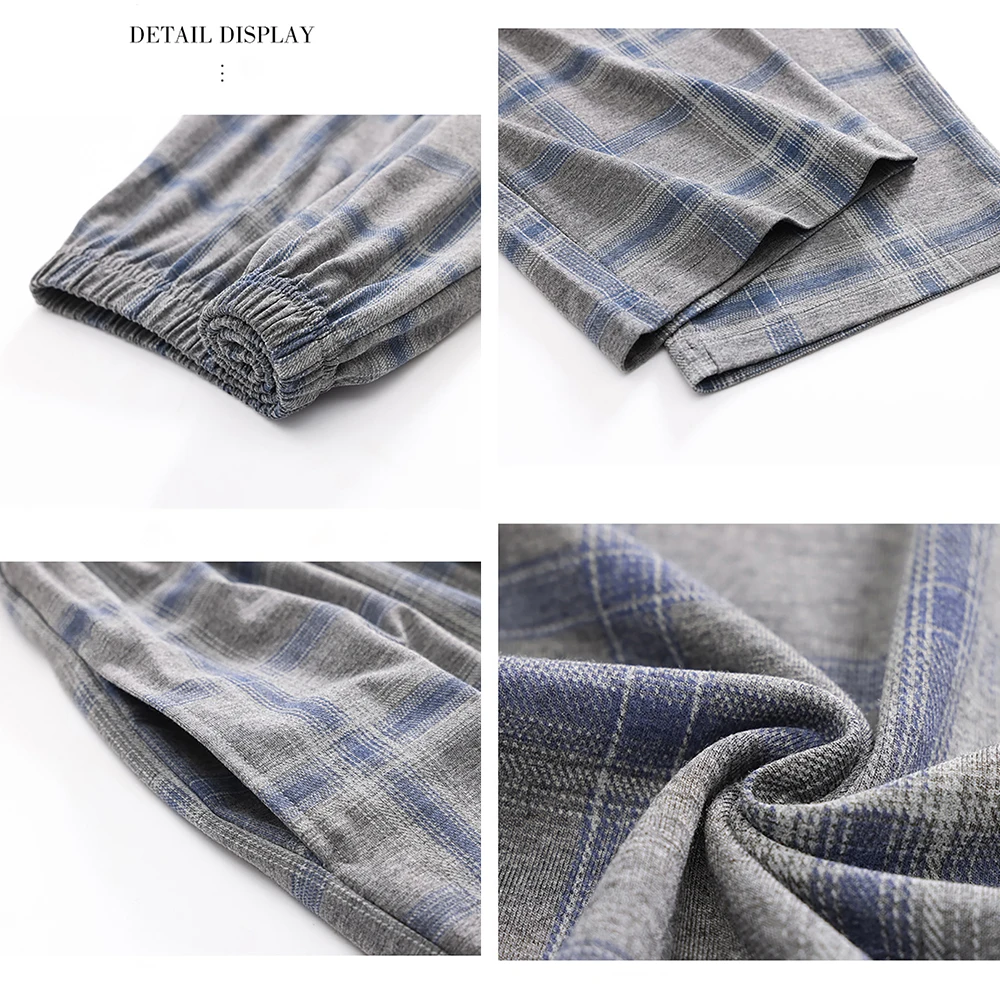 5XL Casual Long Pajama Pants Autumn Cotton Pyjama Pants Breathable Pajamas for Men Fashion Plaid Nightwear Comfortable Underwear