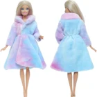 Элегантное плюшевое пальто BJDBUS, мягкое меховое платье с длинным рукавом, зимняя одежда для куклы Барби, Повседневная теплая одежда, аксессуары для кукол, детская игрушка