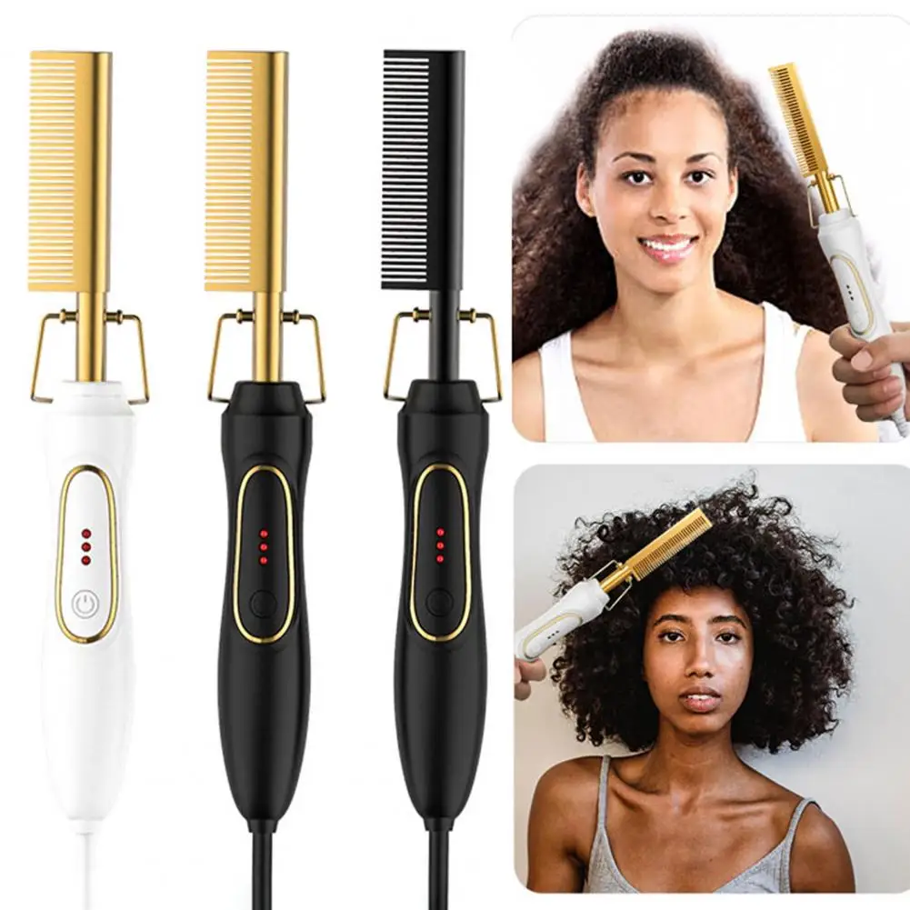 

Straight Hair Comb ABS Hairdressing Curler Automatic Power Off Electric Copper Straight Hair Comb Hairdressing Accessory