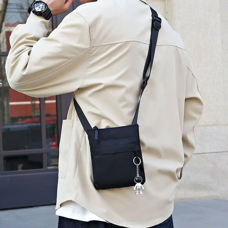 New Men's Bag Trendy 2022 Japanese Style Waterproof Small Bag Oxford Cloth Black Verticle Casual Shoulder Messenger Phone Bag fo