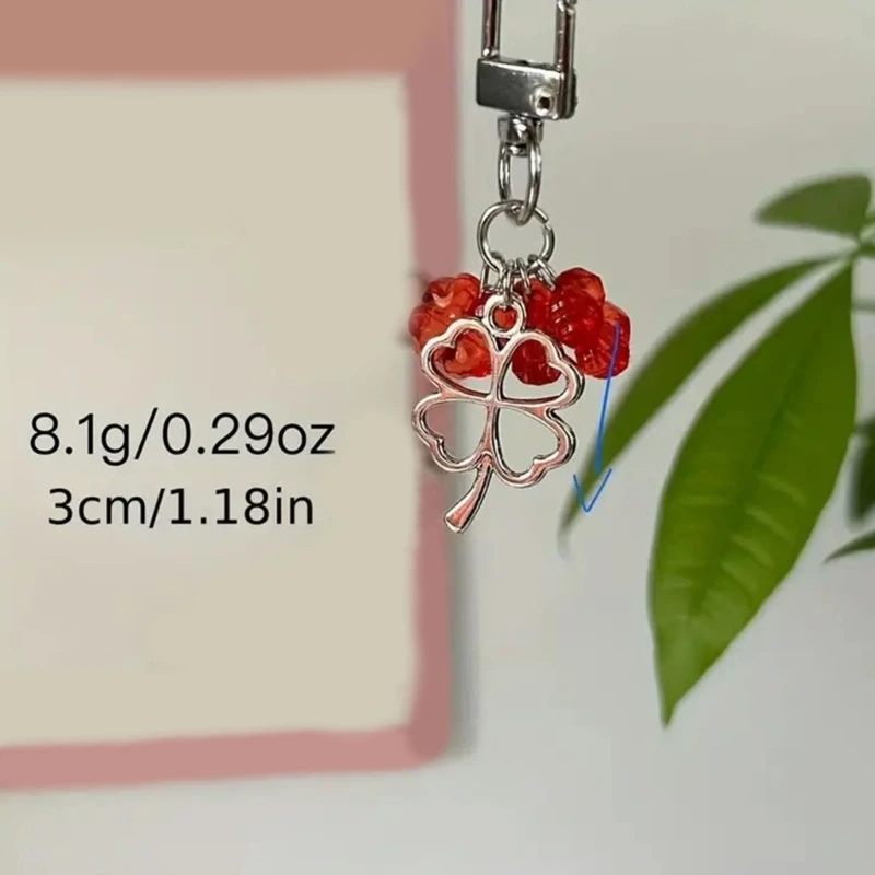 Четырехлистный клевер из бусин для мобильного ремня уникальный подвесной