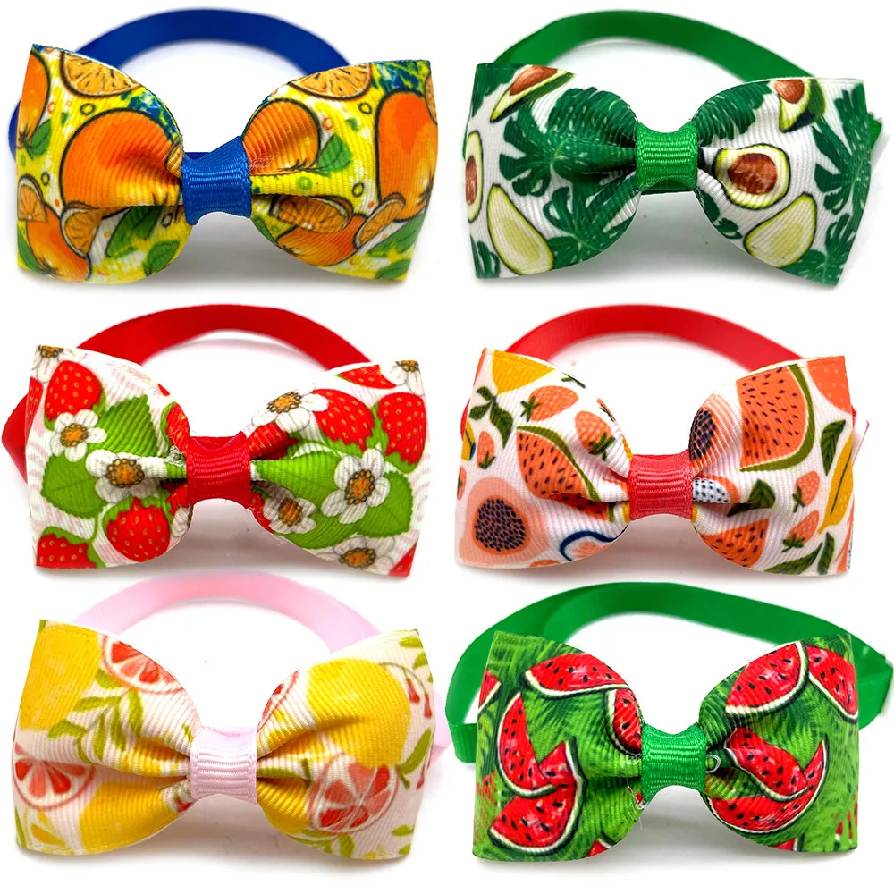 50/100pcs Summer Dog Bow Tie Fruit Pattern Dog Supplies Pet Dog Cat Puppy Bowties Holiday Party Neckties Small Dog Pet Supplies images - 6