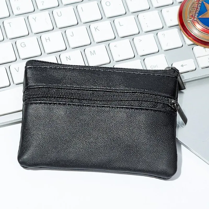 

Men's Coin Purse Black Leather Single Zipper Multi-Function Mobile Phone Coin Purse Fashion Men's Mini Wallet