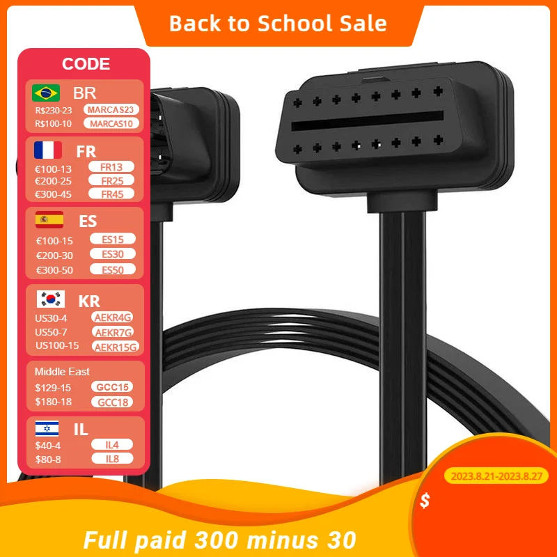 Автомобильный кабель-удлинитель OBD2, штекер-гнездо, 16 контактов, 0,3 м, 0,6 м, 1 м, 1,5 м, кабель для передачи данных, кабель для отслеживания GPS, медная игла, 220 В, а