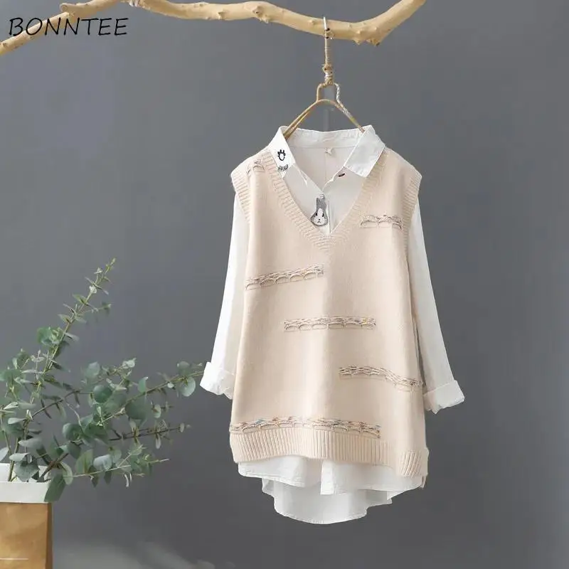 

Женский трикотажный жаккардовый свитер без рукавов, с V-образным вырезом