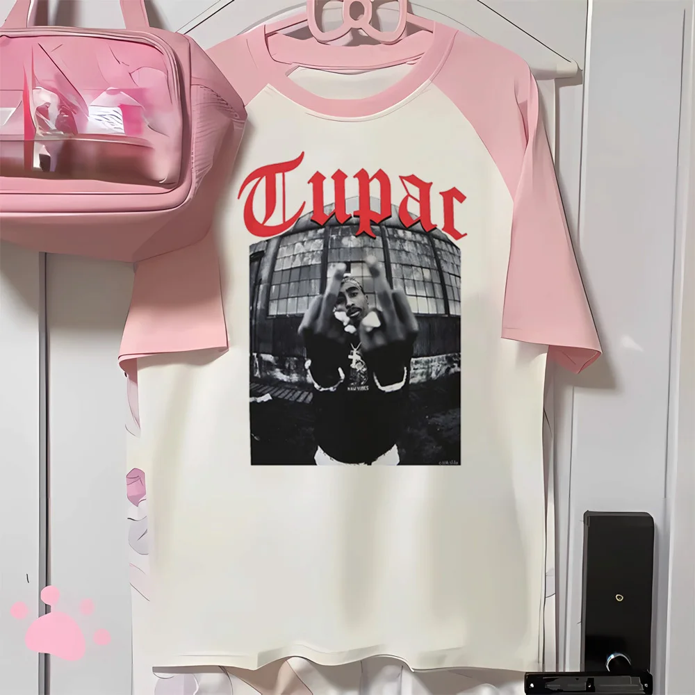 Женская футболка Tupac модная в стиле хип-хоп с графикой цифровая 2000-х годов гранж