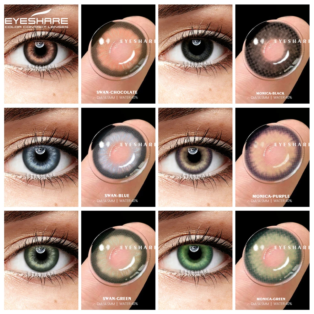 

1 пара косметических контактных линз EYESHARE в форме лебедя, цветные линзы ed для глаз, линзы естественного цвета для глаз, цветные контактные ли...