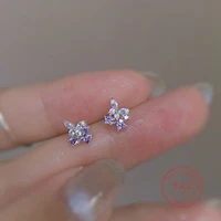free shipping super glamorous purple zircon stud earrings for women fashion charm butterfly jewelry simple accessories