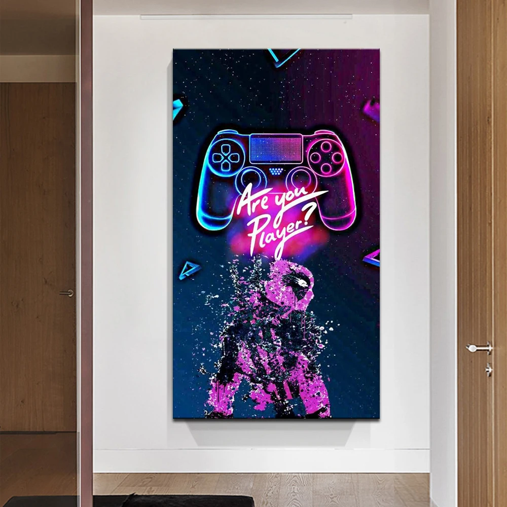 

Are You Player PlayStation Gamepad Canvas Painting Arena Gaming Poster and Prints Wall Art Picture for Living Room Decor Cuadros