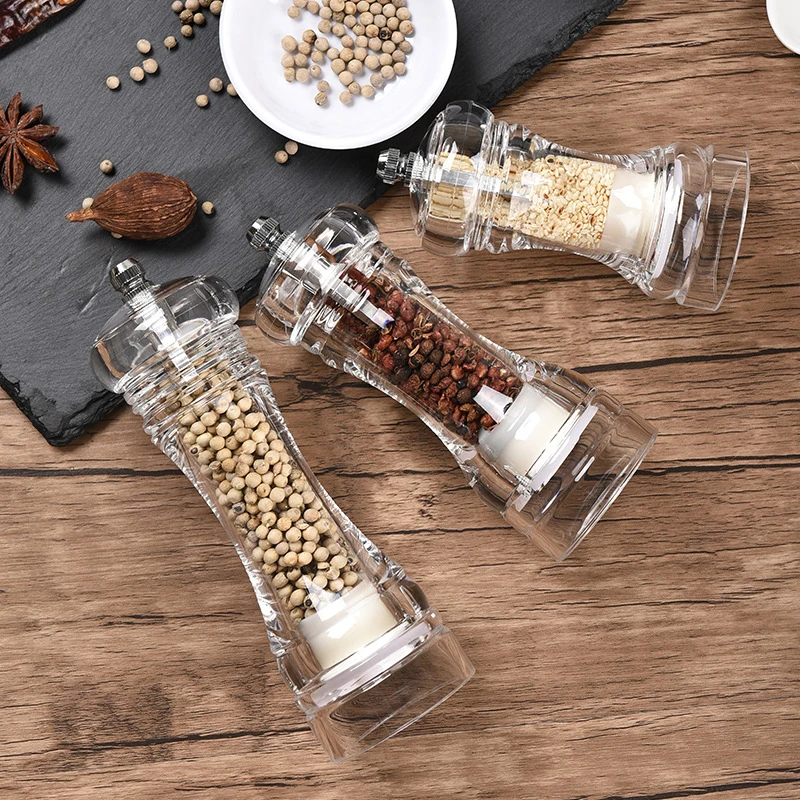 

Transparen Salt And Pepper Shakers Seasoning Bottle Ceramic Mechanism Manual Pepper Grinder Portable Pepper Grinder Acrylic