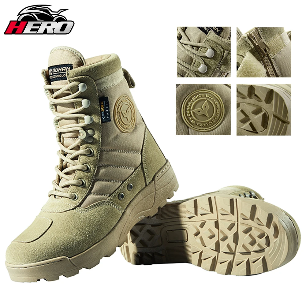 Motorcycle Boots Breathable Military Boots Motorcycle Cross-country Desert Boots Racing Motor Shoes Wearable Boots 4 Seasons