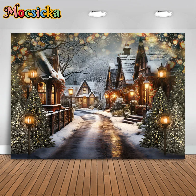 

Mocsicka xmas photography background christmas tree street lights backdrop new year party kids birthday party photo booth studio