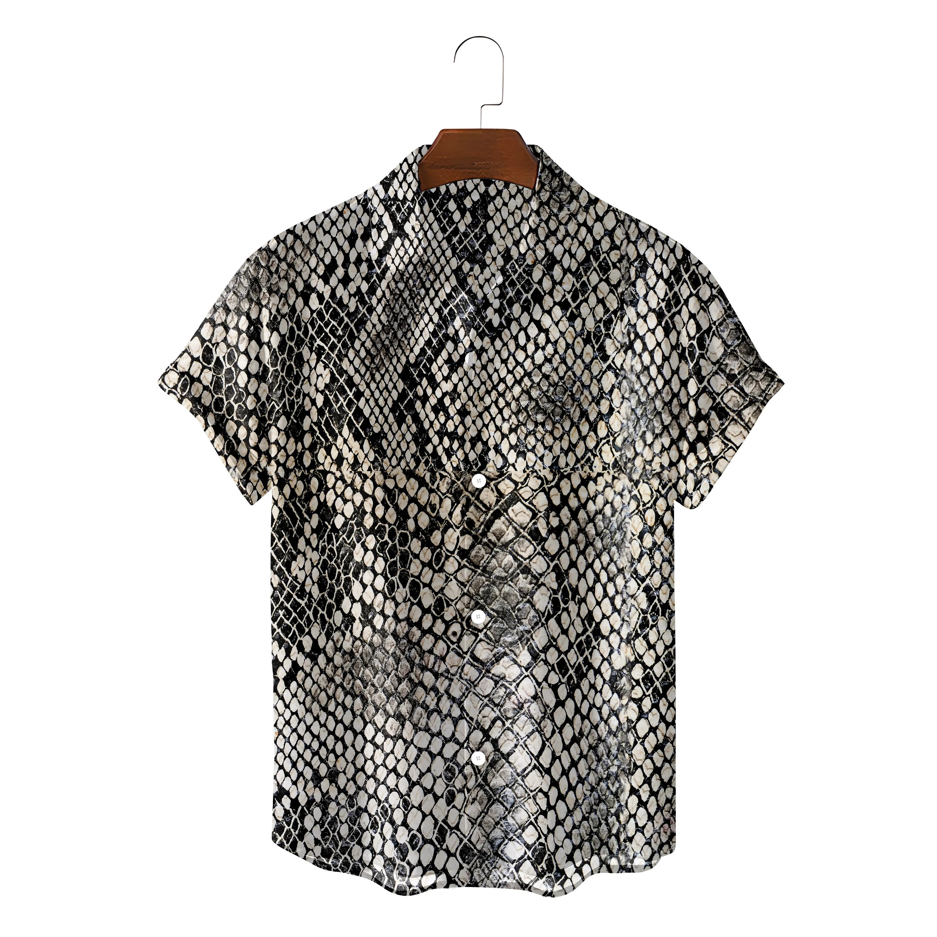 

Модная гавайская рубашка для мужчин, летняя пляжная одежда, рубашка с леопардовой текстурой кожи, блузки, блузки, уличная одежда на пуговица...