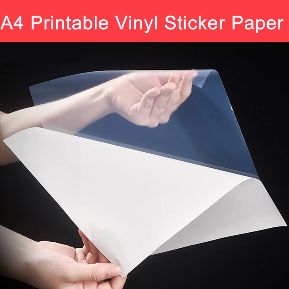 10 Sheets Half Transparent Printable Vinyl Sticker Paper A4 Waterproof Adhesive Printer Stickers DIY Label for Inkjet Printer