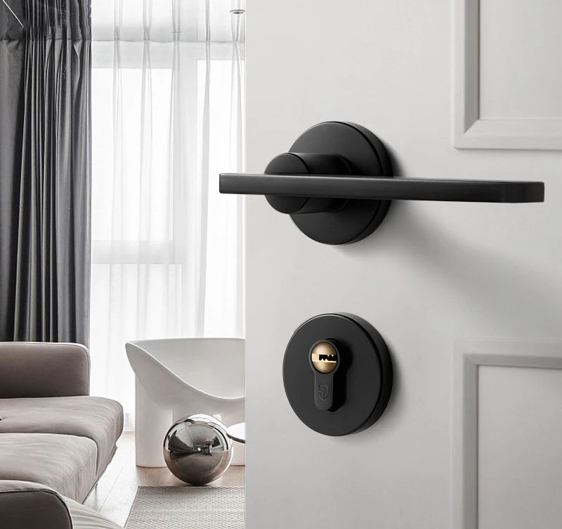 

Nordic door lock indoor mute room door lock bedroom magnetic suction gray black split door lock home set lock