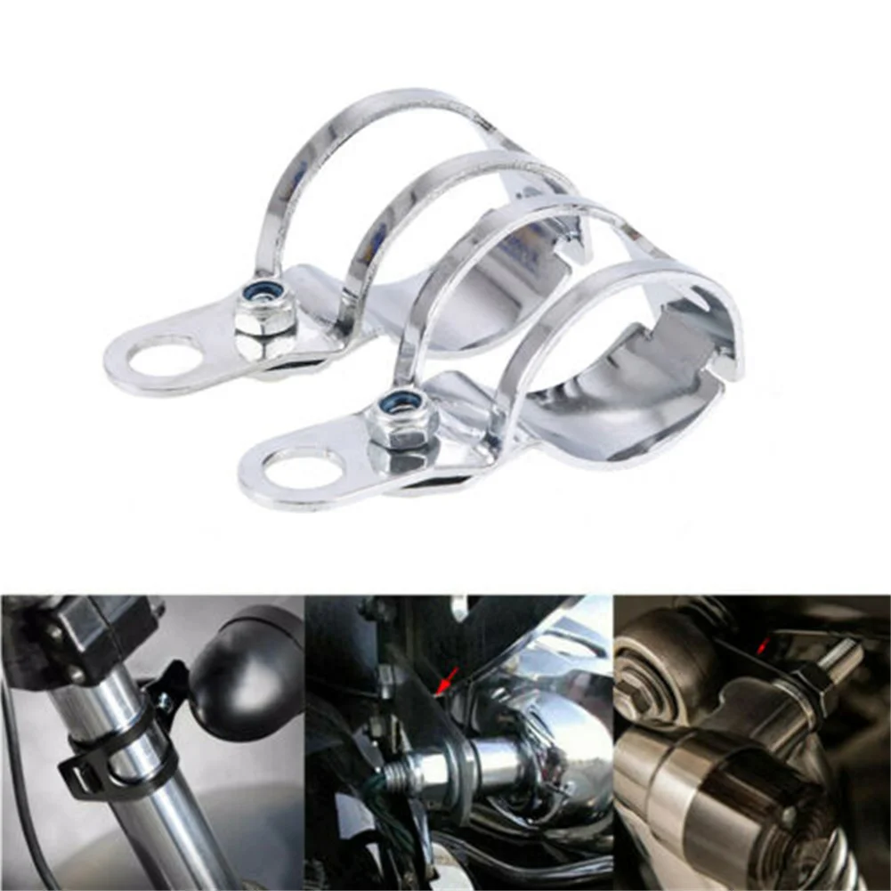 

1 Pair Silver Universal Motorcycle Turn Signal Mounting Bracket Lamp Clamp Fork Clamp Mounting Lamp Brack Front Shock Absorber