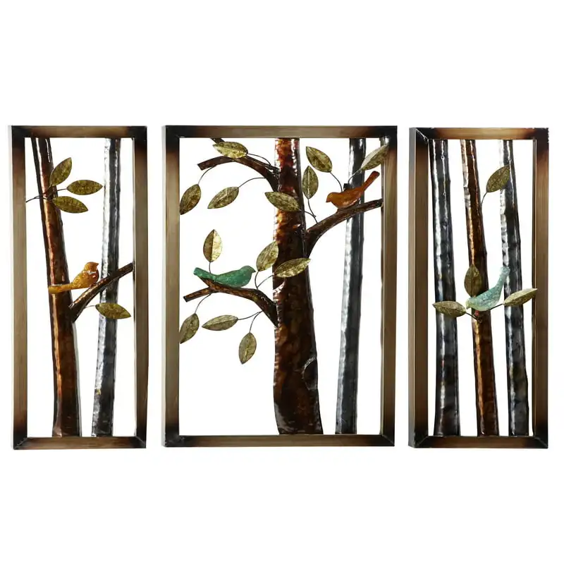 

Multi Colored Metal Bird Wall Decor with Tree Branches (3 Count) Living Room Interior Home Decoration