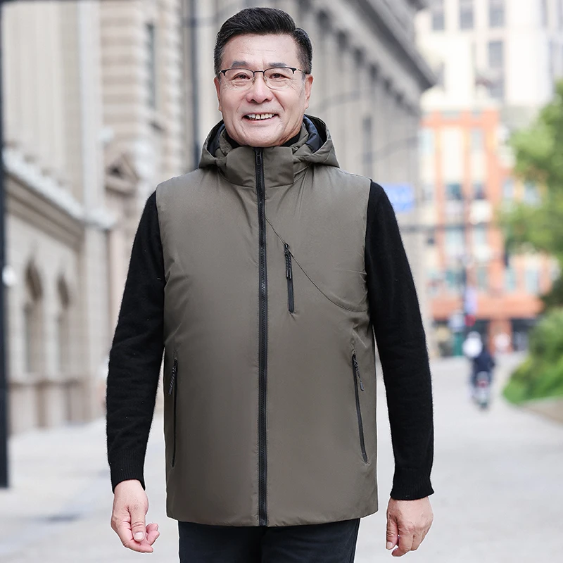 2022 New Fashion Winter Men Down Vest Sleeveless Jacket Men Down Thick Hooded Vests Mens Warm Waistcoat Plus Size 5XL