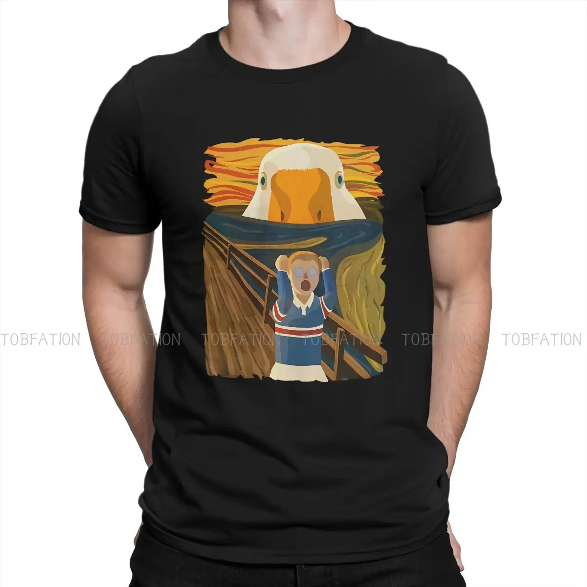 

Untitled Goose Game The Honk Goose The Scream Famous Painting Parody Tshirt Homme Men Streetwear 4XL 5XL 6XL 100% Cotton T Shirt