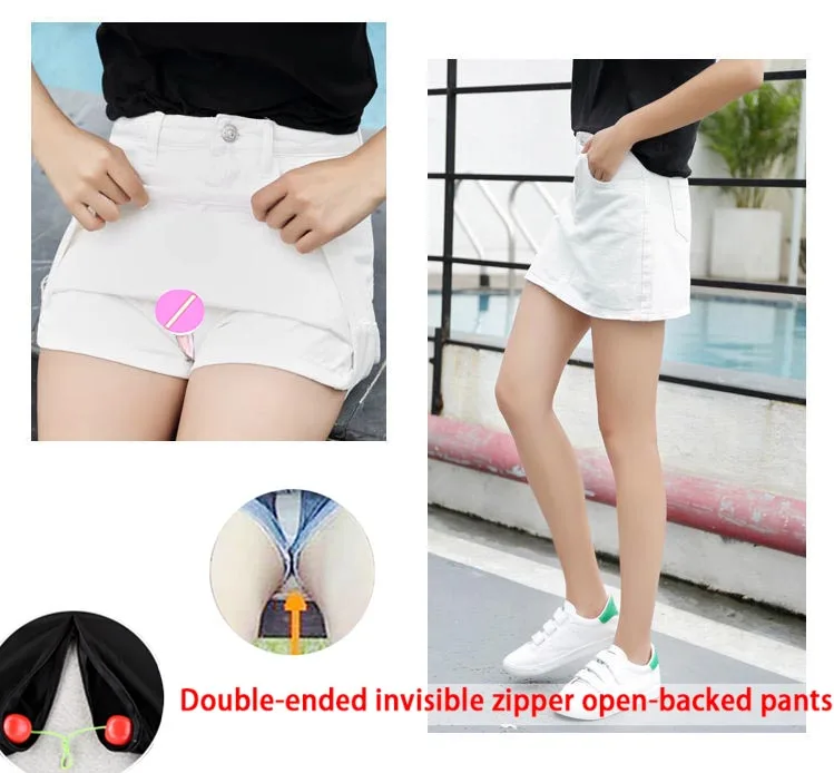 

Denim Skirt Women's Summer High Waist A- Line Skirt Invisible Open Crotch Convenient Pants Women's Package Hip Pantskirt Skirt