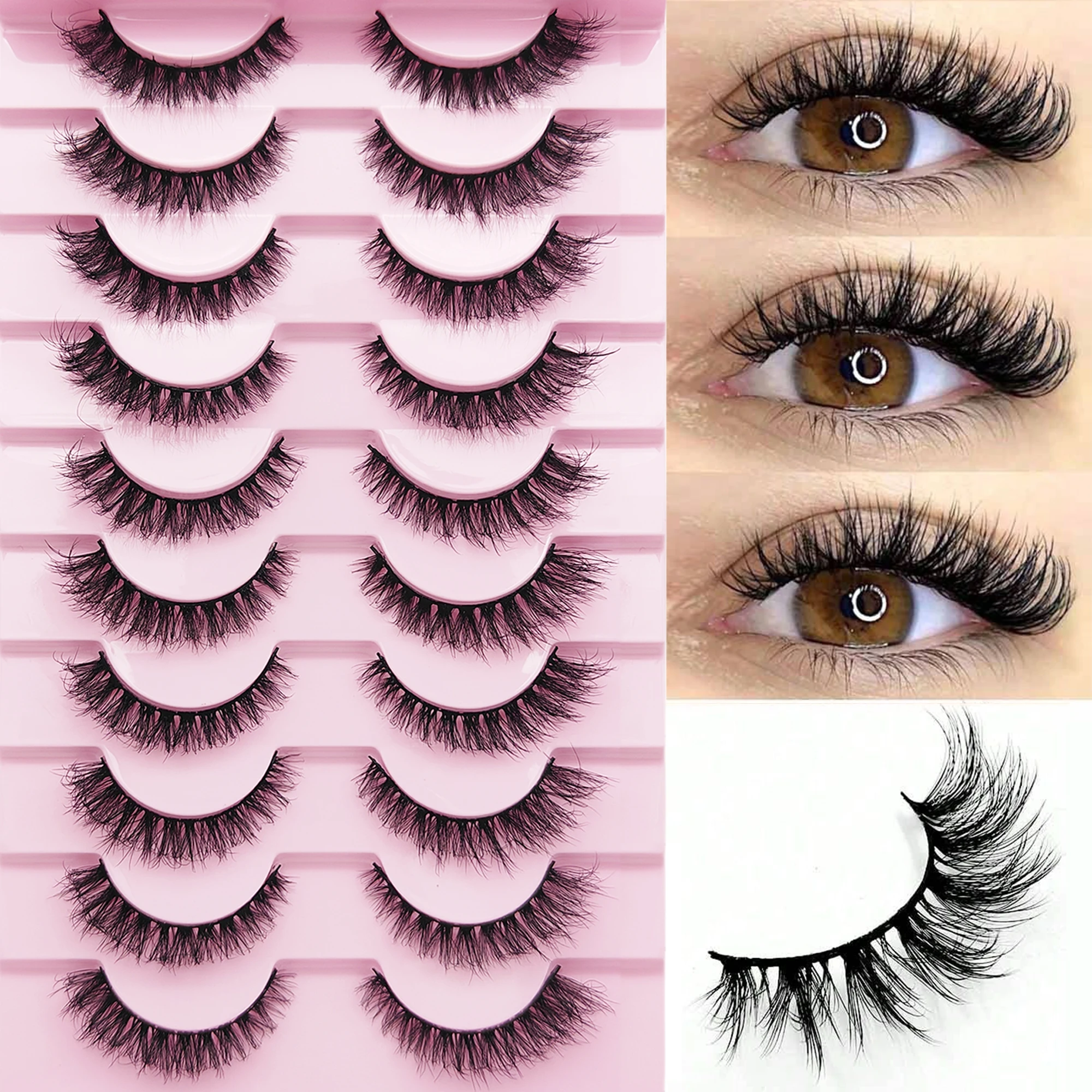 10 пар Wimpern natürliche lange 3d Nerz flauschige Volumen falsche grausamеkeit frei wispy макияж
