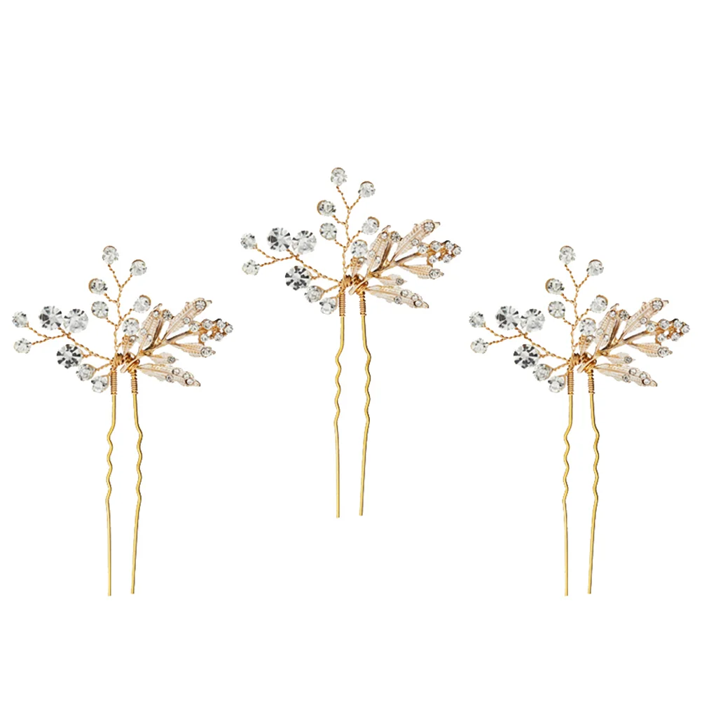 

3 Pcs Elegant Exquisite Beautiful Practical Glittering Bride Hair Pieces Bridal Hairpins for Bride