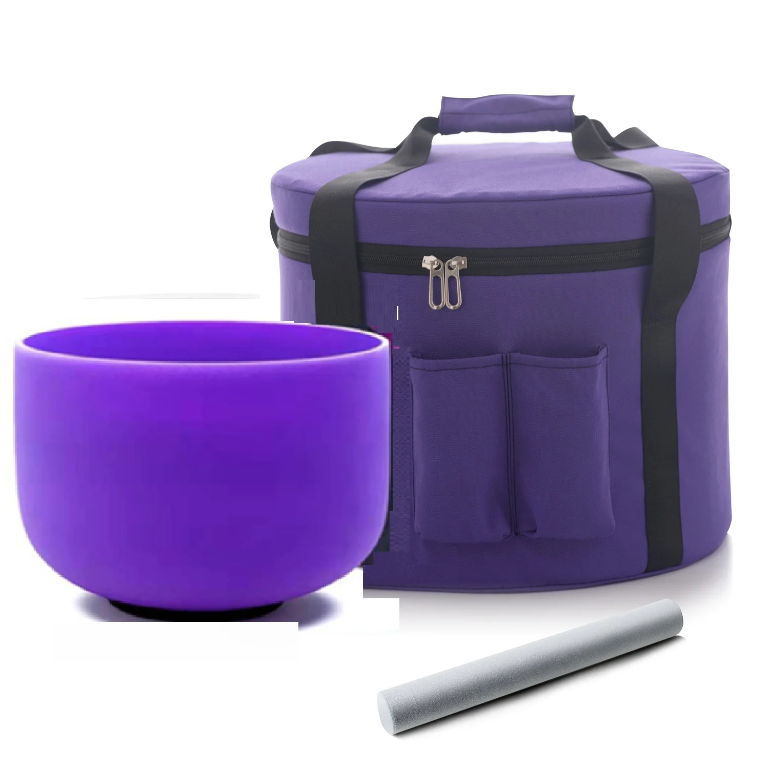 8 inch B Purple Color  Crystal Singing Bowl Crown Chakra with Canvas Carrying Case Suede sticks included Musical Sound Healing