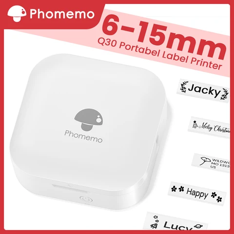 Принтер этикеток Phomemo Q30, термопринтер для этикеток, аналогичный как этикетировочная машина P15 D110 D110M, беспроводной Bluetooth с наклейкой для этикеток