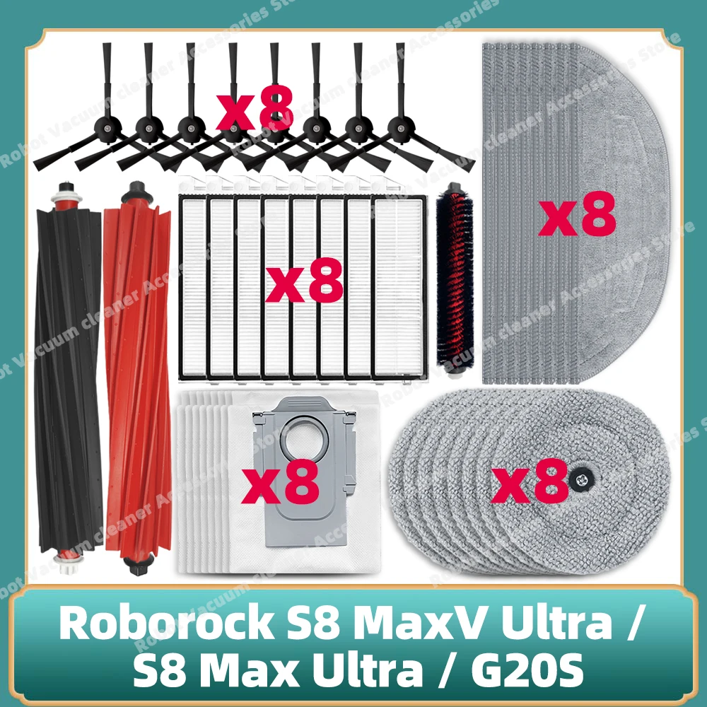 

Швабра Roborock S8 MaxV Ultra / S8 Max Ultra/G20s, основная боковая щетка, тканевый фильтр Hepa, пылесборник, аксессуары, запчасти