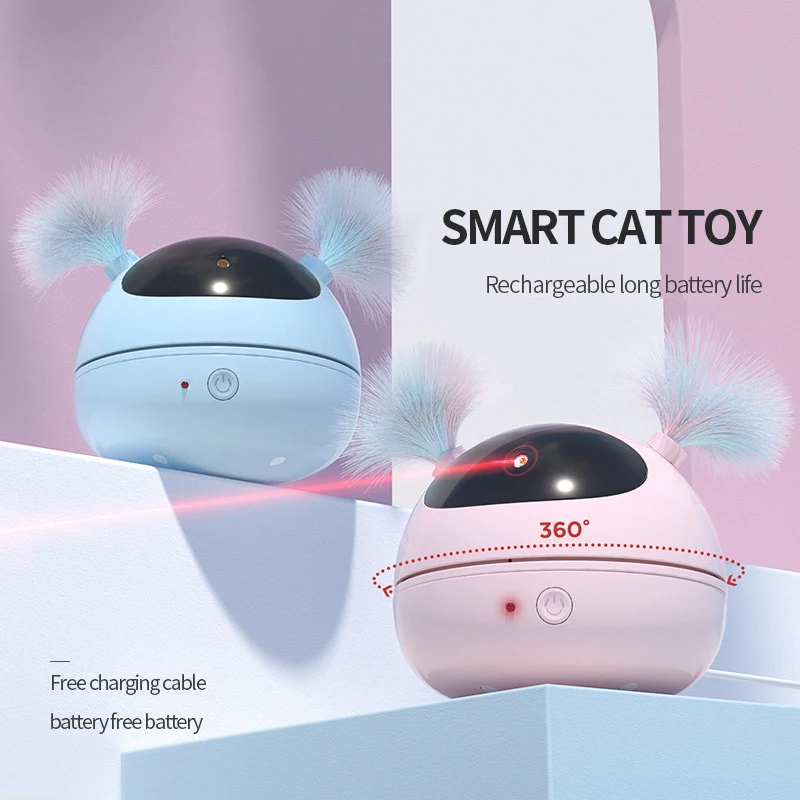 

Pet Cat Toy Electric LED Laser Interactive Toys Robot Teasing Feather Intelligent Automatic Self-healing Toys Cat Funny Supplies