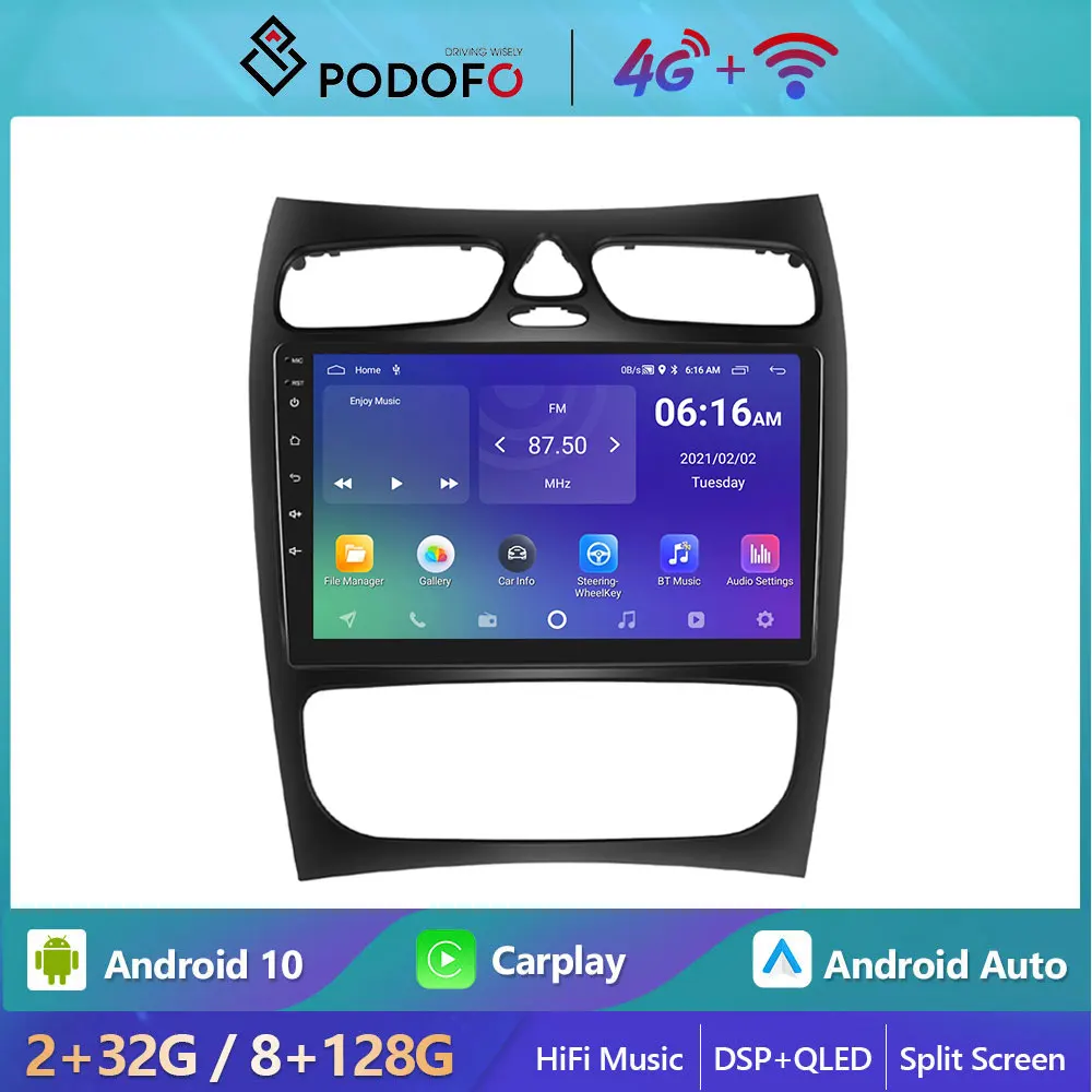 

Автомагнитола Podofo для Mercedes-Benz C-Class/CLK 2002-2004, мультимедийный видеоплеер, навигация, стерео, GPS, Android, разъем 2 din, dvd