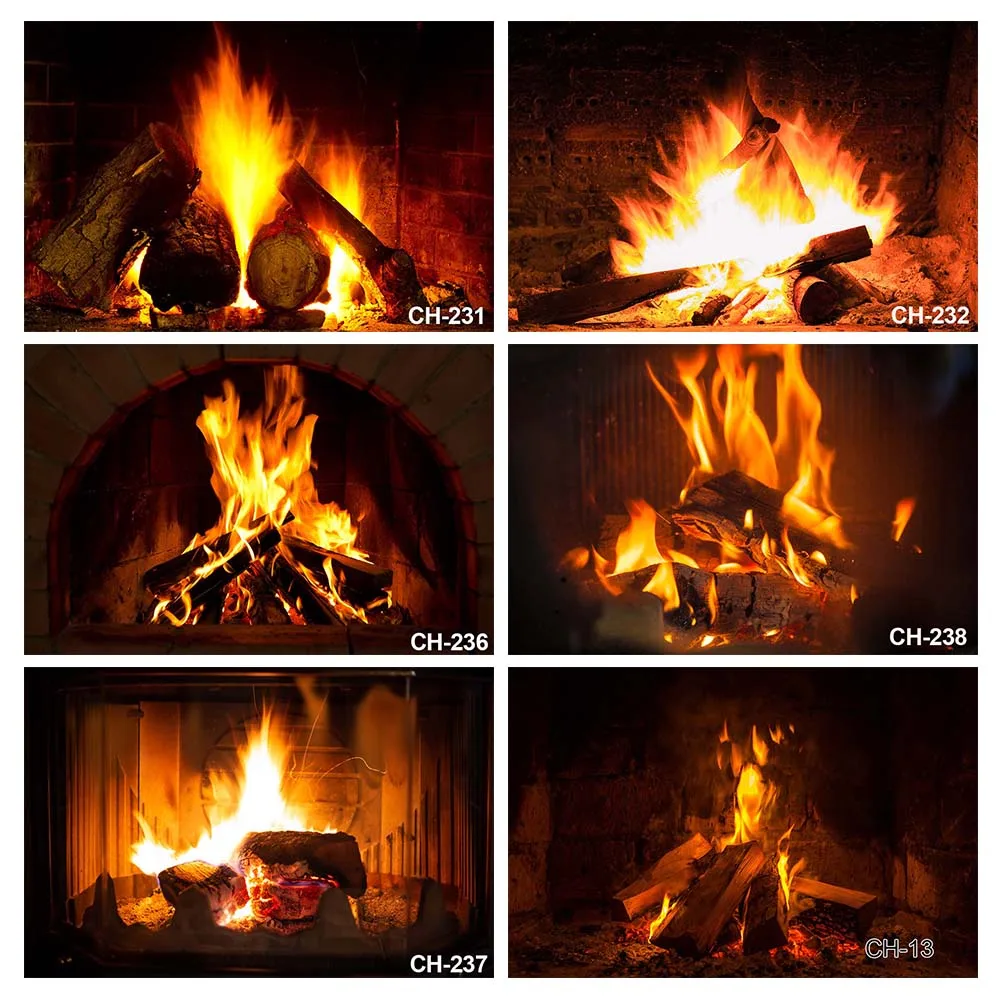 

Photography Background Winter Fireplace Wood Fire Flame Exuberant Brick Christmas Party Decor Photophone Backdrop Photo Studio