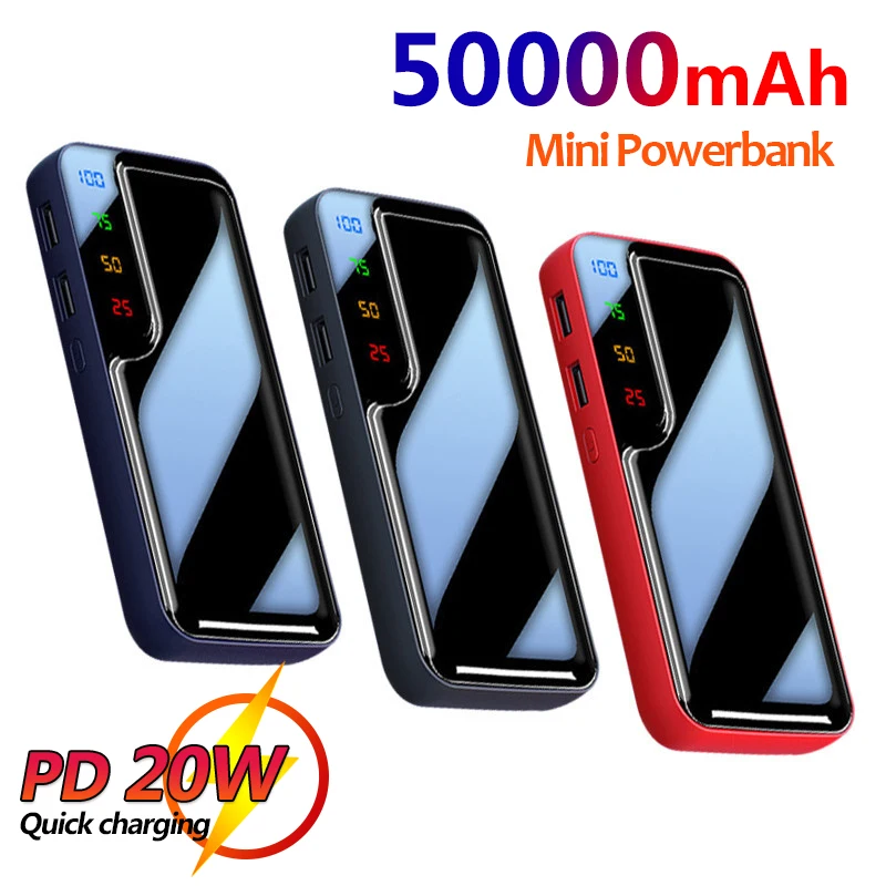 

New 50000mAh Power Bank Portable Phone Charger 2 USB Ports PoverBank External Battery Fast Charging For Xiaomi IPhone SAMSUNG