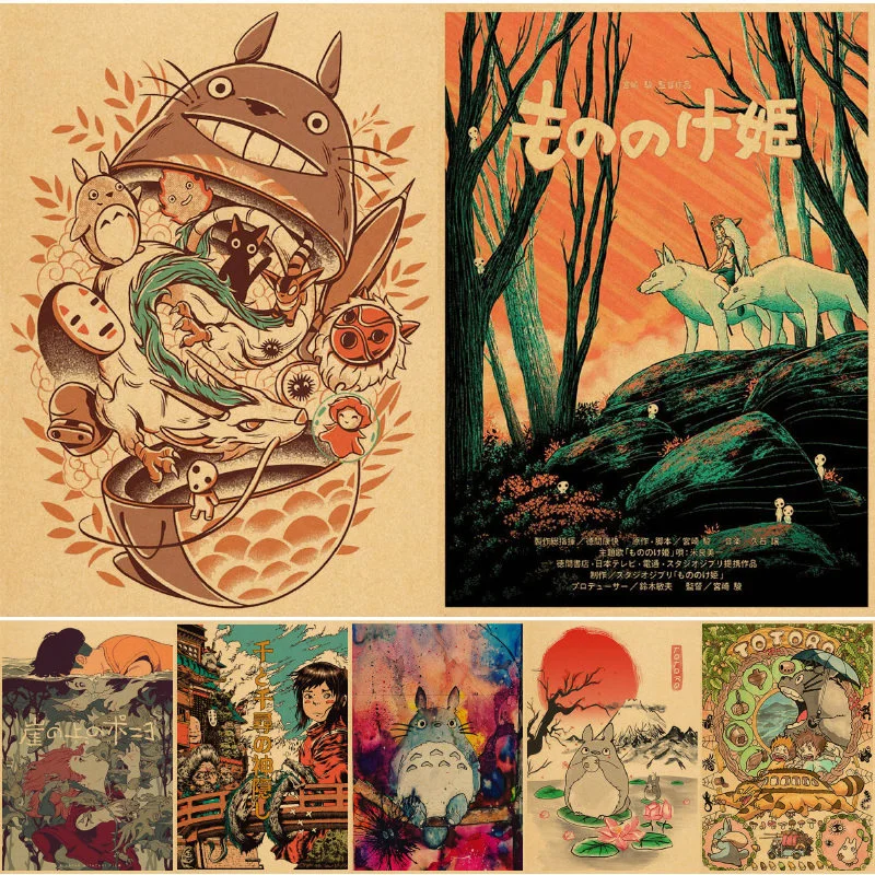 

Miyazaki Hayao Totoro настенные постеры с пиратами Художественная печать настенные постеры винтажный дом настенные постеры