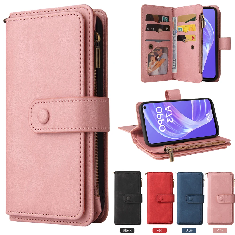 

Multi 15-Card Slot Case For OPPO A92S Flip Case Luxury Leather Zipper Wallet Cover OPPO A73 5G Shell A93 A 73 72 A92s Funda