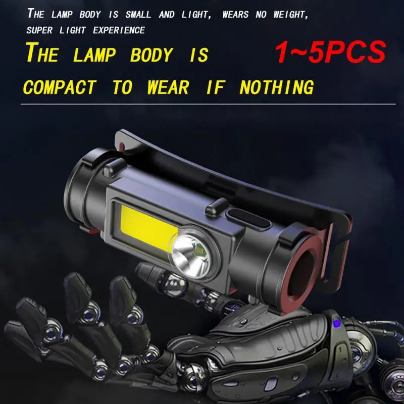 

Налобный фонарь, водонепроницаемый светодиодный фонарь для рыбалки с Cob матрицей, со встроенной перезаряжаемой батареей, для наружного применения, 1 ~ 5 шт.